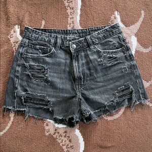 American Eagle Outfitters Charcoal Distressed Jean Shorts
